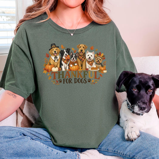 Thankful For Dogs Shirt, Dog Mom Thanksgiving Tee, Cute Fall Dog Lover Shirt, Pumpkin Autumn Dog Mom Gift, Grateful Dog Lover Top