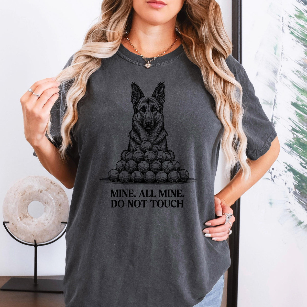german shepherd shirt, Mine All Mine Tennis Ball Obsessed Tee XS