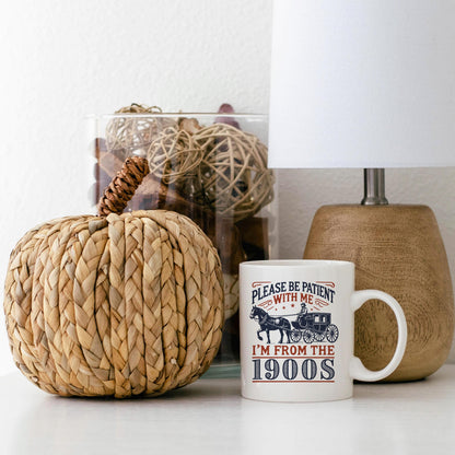 1900s Humor Mug – Vintage Ceramic Cup With Horse Carriage Design