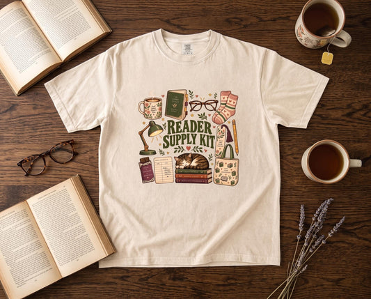 book lover shirt, Reader Supply Kit Cozy Cottagecore Tee Cat Tees