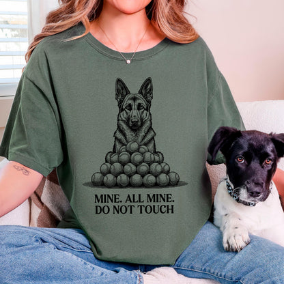 german shepherd shirt, Mine All Mine Tennis Ball Obsessed Tee XS