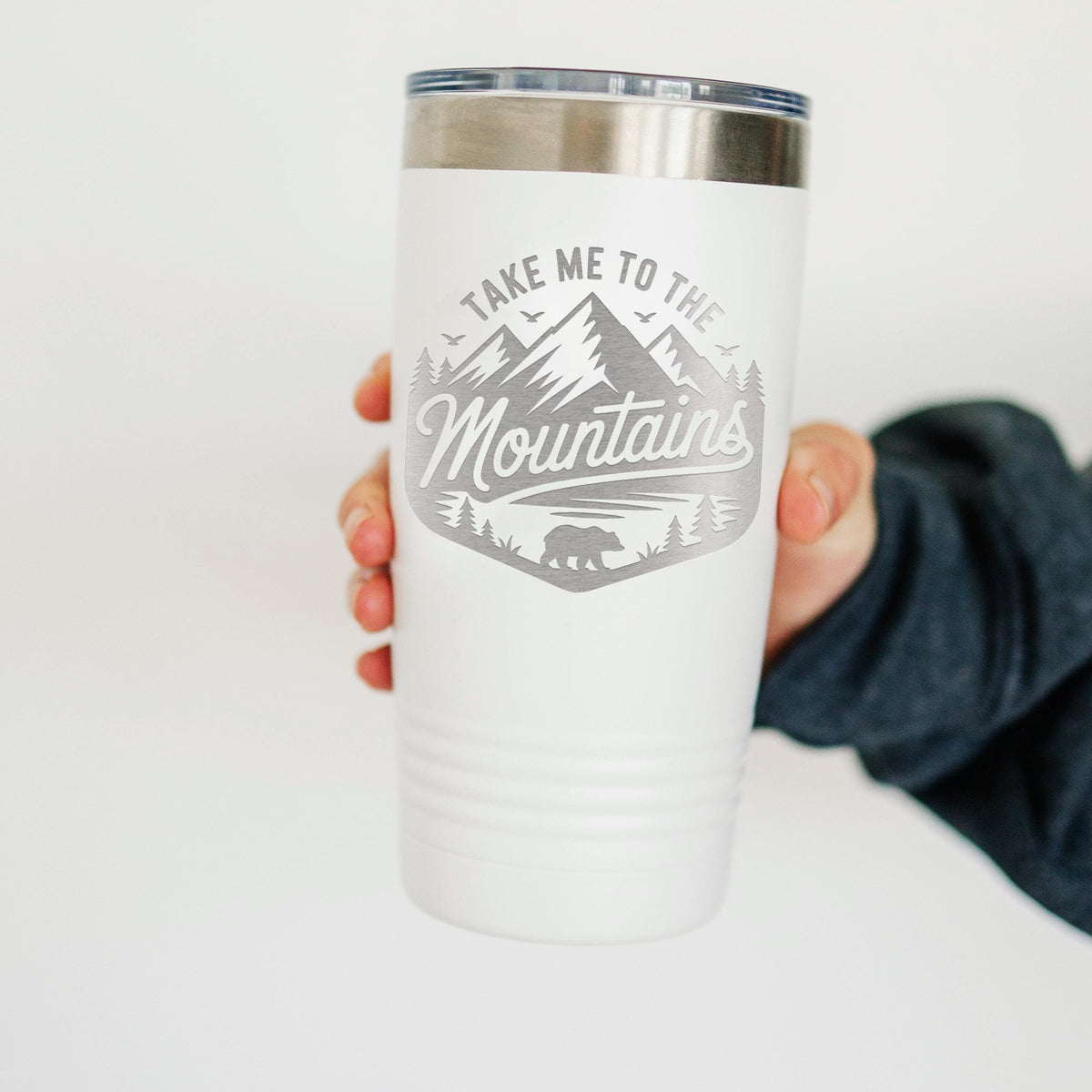 Mountain Travel Mug 20oz Insulated Stainless Steel Tumbler, Camp.