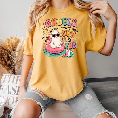 Summerween Shirt Ghouls Just Wanna Have Sun & Fun, Retro Spooky Beach Tee, Cute Halloween Vacation Top, Pastel Goth Summer Party Gift