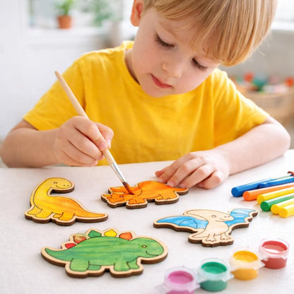 Wood Dinosaur Kit – Laser Cut Wood Craft Set of 5 | Kids Painting Activity