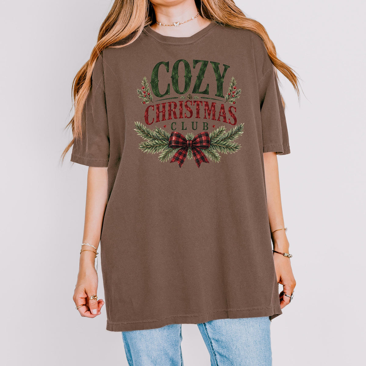 Cozy Christmas Club Shirt, Cute Womens Christmas Tee, Buffalo Plaid Holiday Shirt, Cozy Season Crew, Family Christmas Loungewear Gift