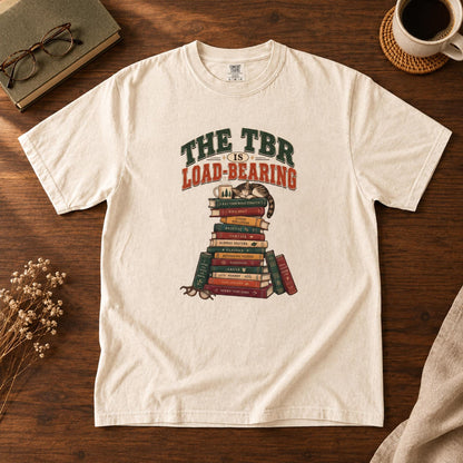 TBR Load Bearing Shirt, Book Lover Gift, Reading Shirt, Bookish Tee, Comfort Colors T-Shirt, Cat on Books, Librarian Gift