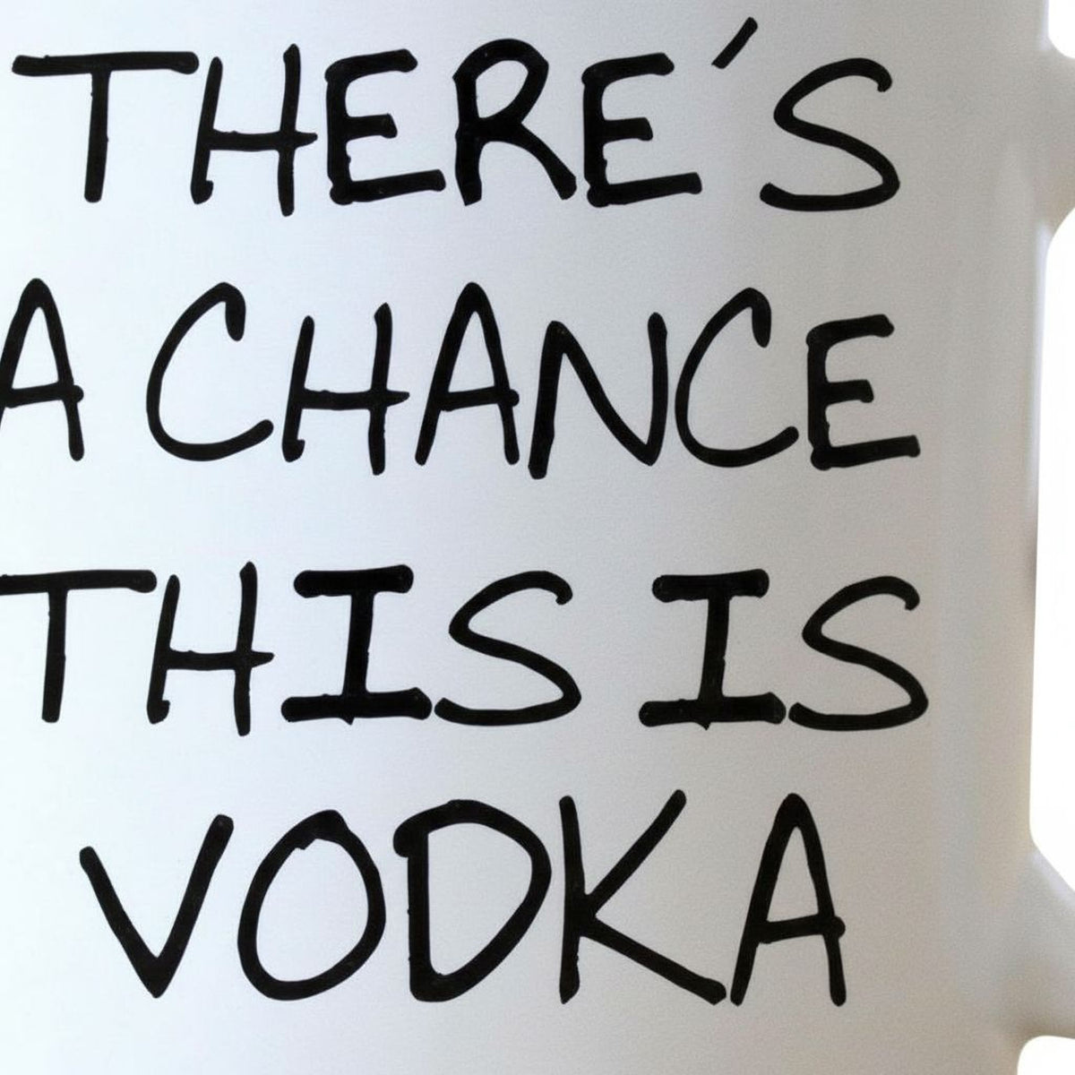 the text "THERE'S A CHANCE THIS IS VODKA" written in a casual, handwritten style.