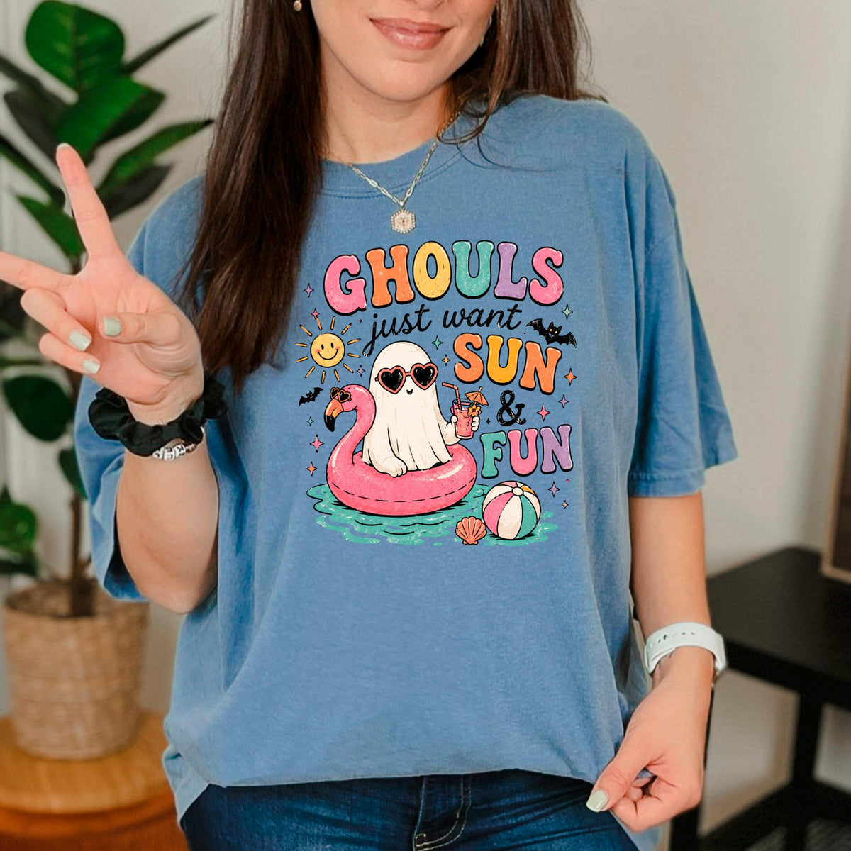 Summerween Shirt Ghouls Just Wanna Have Sun & Fun, Retro Spooky Beach Tee, Cute Halloween Vacation Top, Pastel Goth Summer Party Gift