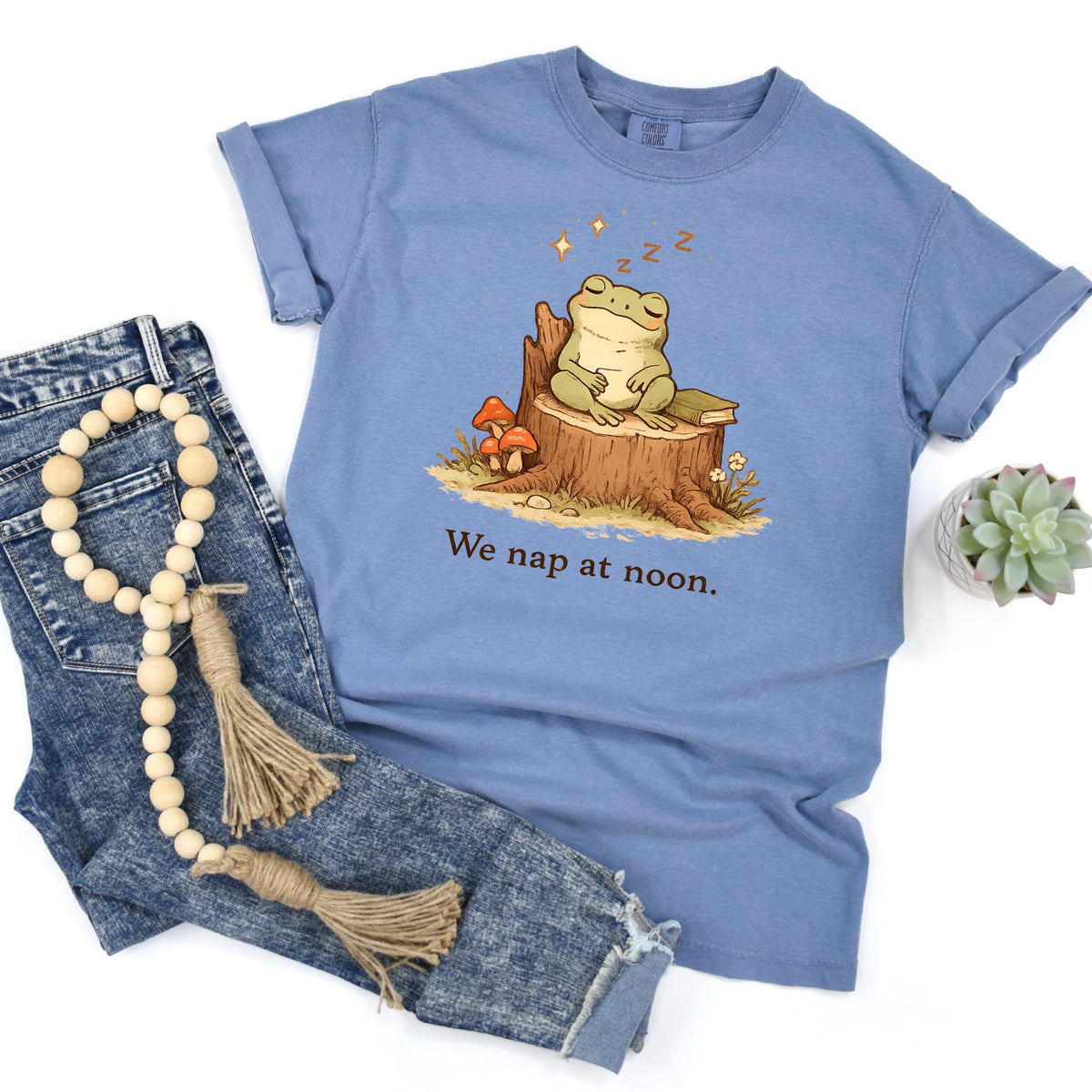 Whimsical Frog Shirt We Nap At Noon, Cute Mental Health Shirt, Fairycore Cottagecore Womens Shirt, Funny Frog Gift, Trending Shirt