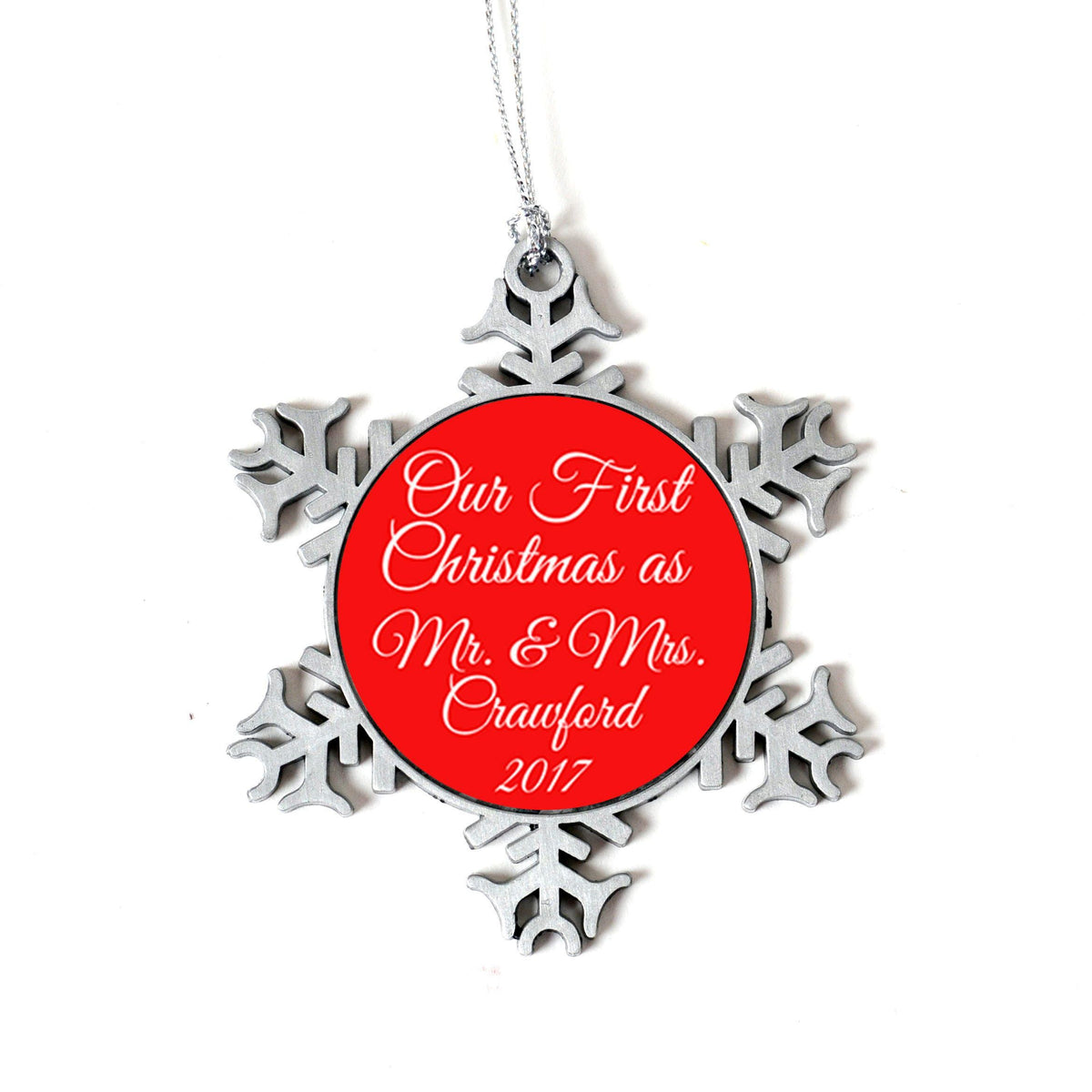 Personalized Wedding Ornament, Our First Christmas Snow 2.75x3.25