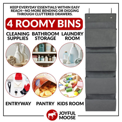 Over the Door Hanging Organizer Closet Storage Bins Grey - Joyful Moose