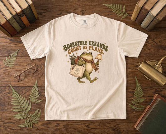 Bookish Frog Shirt, Cottagecore Reading Tee, Bookstore Plans Now.