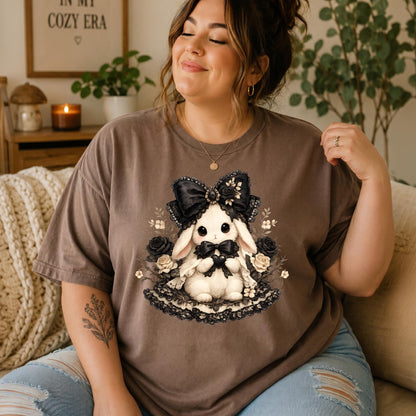 Coquette Ghost Tee Comfort Colors Tee, Cute Ghost Shirt, Coquette Halloween Graphic, Spooky Aesthetic Hallowen Bunny Top