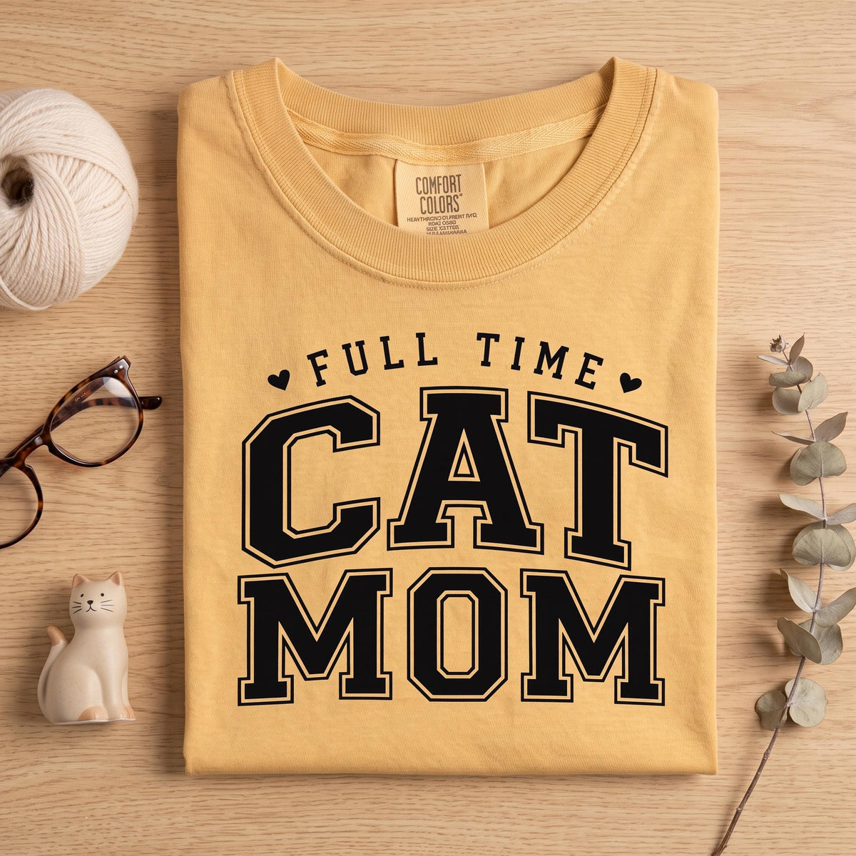 Cat Mom Shirt, Full Time Cat Mom T-Shirt, Comfort Colors Tee, Gift for Cat Lover, Pet Owner Top, Animal Lover Apparel