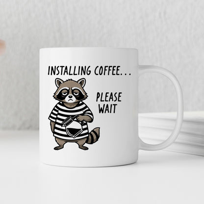 Funny Raccoon Mug - Ceramic Coffee Cup | Coworker Gift, Dishwasher Safe