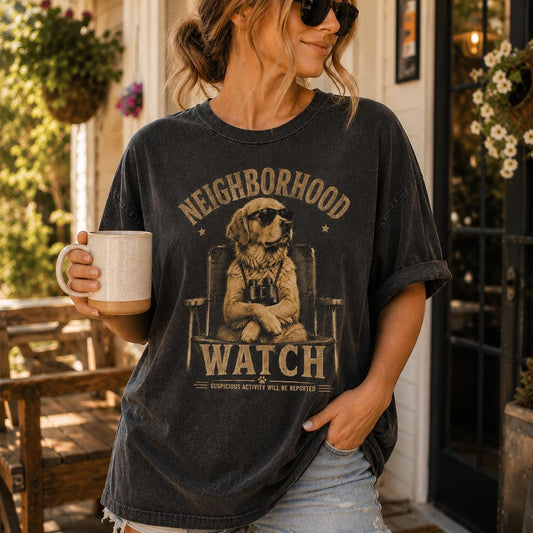 Golden Retriever Shirt, Funny Neighborhood Watch Retro Dog Tee XL