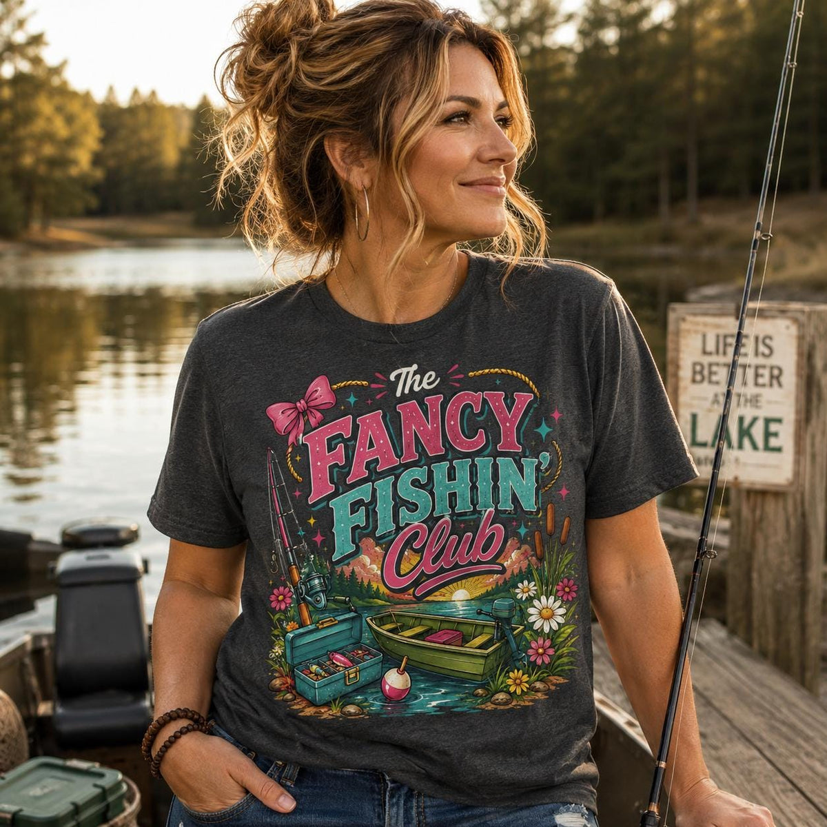 Fishing Shirt For Women, Fancy Fishin' Club Cutie Lake Lover Tee!