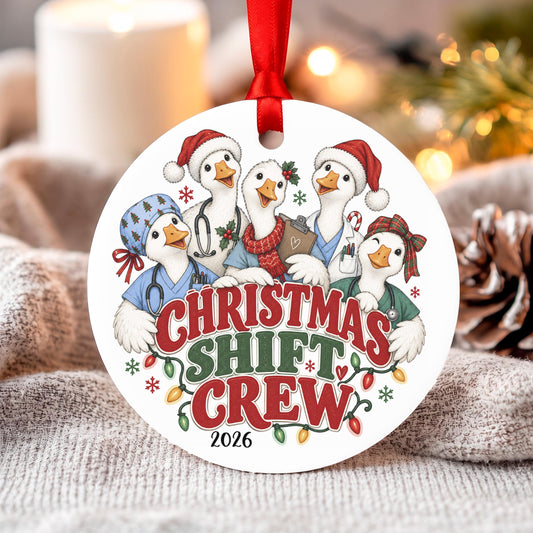 Christmas Shift Crew Ornament 2026, Nurse Doctor Medical Staff Gift, Funny Goose Holiday Decor, Hospital Worker Thank You