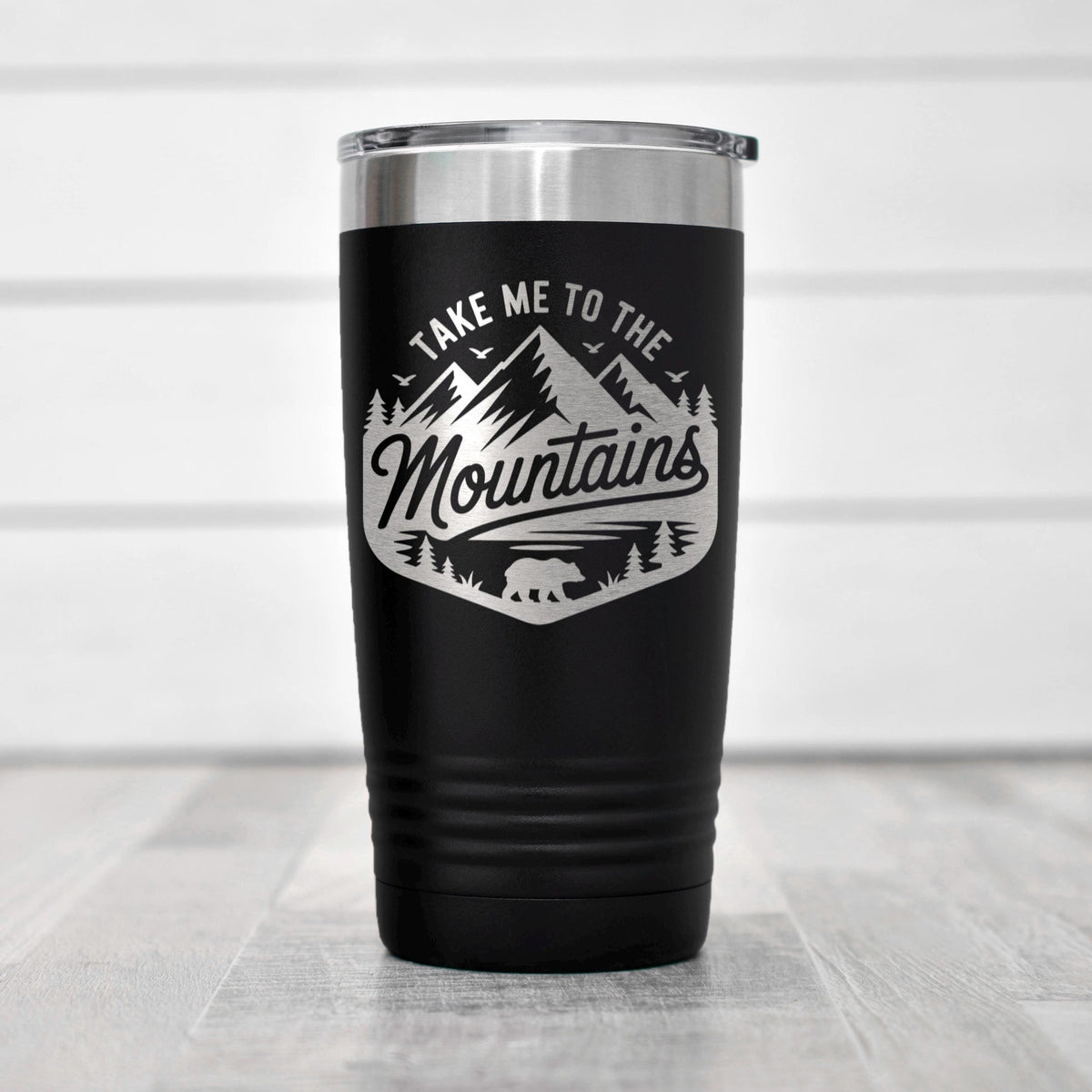 Mountain Travel Mug 20oz Insulated Stainless Steel Tumbler, Camp.