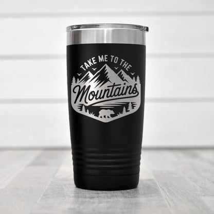 Mountain Travel Mug 20oz Insulated Stainless Steel Tumbler, Camp.