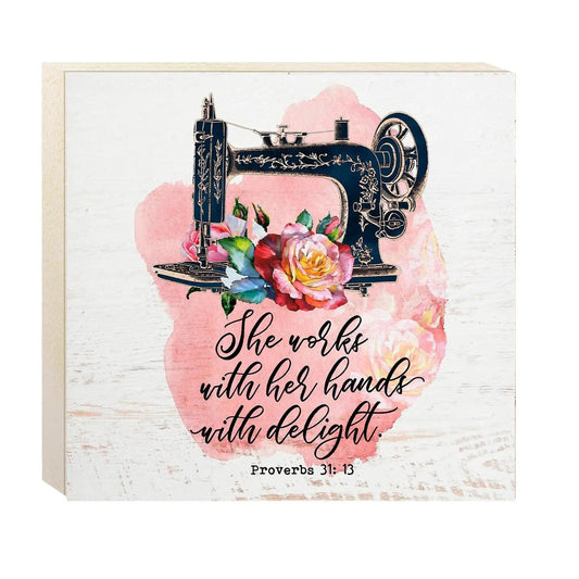 Proverbs 31 Wall Art - Sewing Machine Room Decor - Crafting Room Sign
