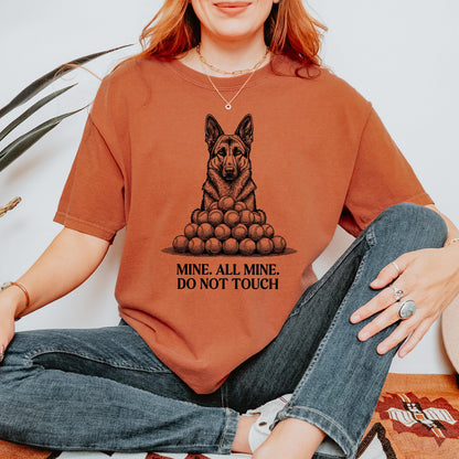german shepherd shirt, Mine All Mine Tennis Ball Obsessed Tee XS