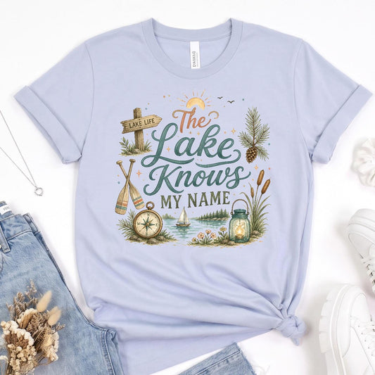 Lake Life Shirt, Bella Canvas 3001 Tee, Lake Knows My Name, Women