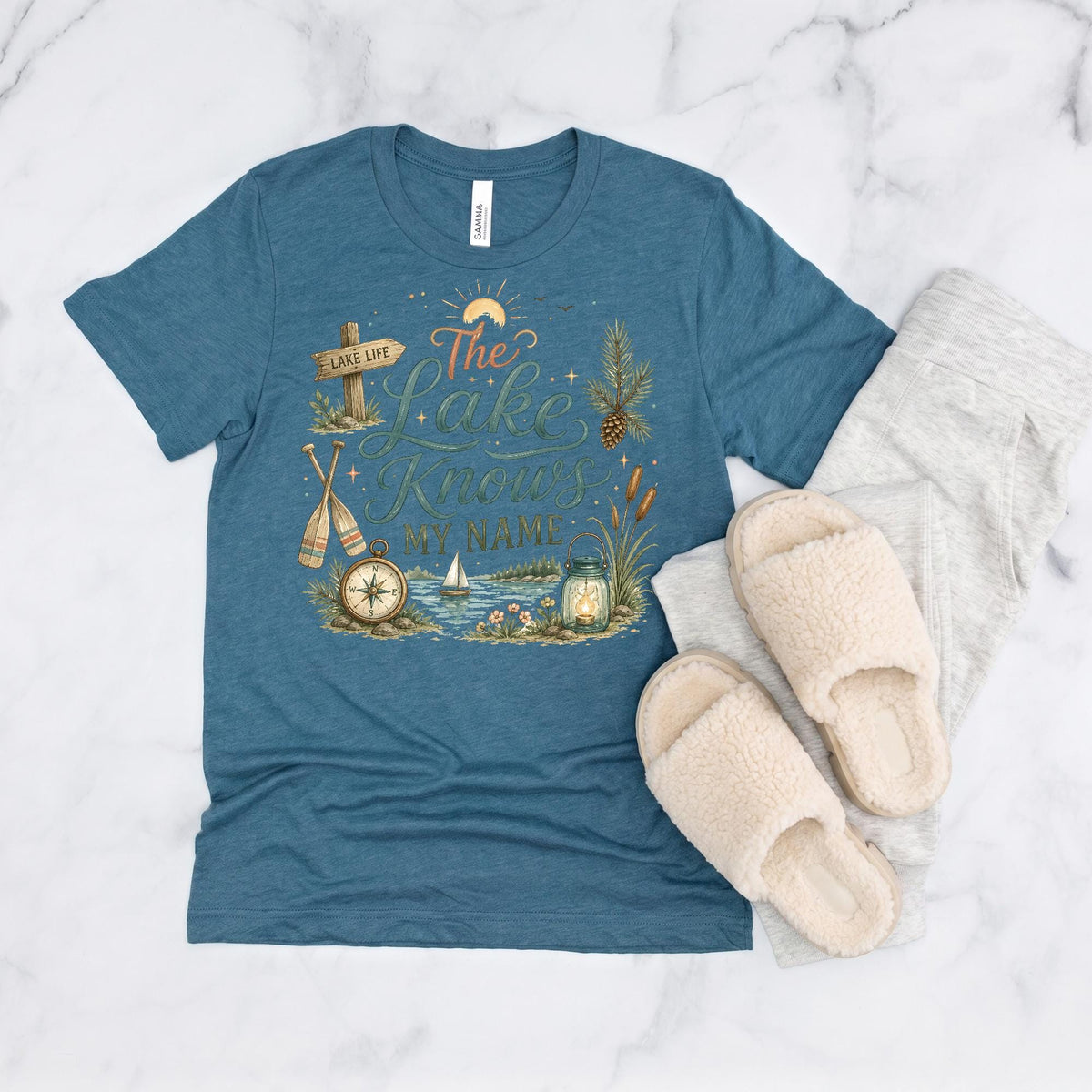 Lake Life Shirt, Bella Canvas 3001 Tee, Lake Knows My Name, Women