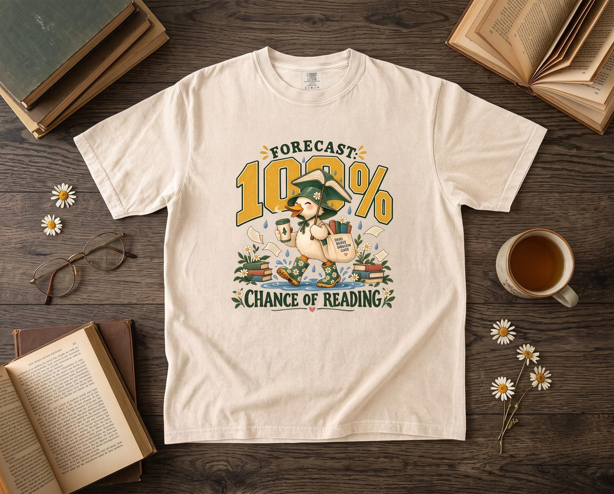 Reading Duck T-Shirt, Book Lover Gift, Cute Duck Tee, Bookish Shirt, Comfort Colors C1717, Librarian Gift, Teacher Shirt