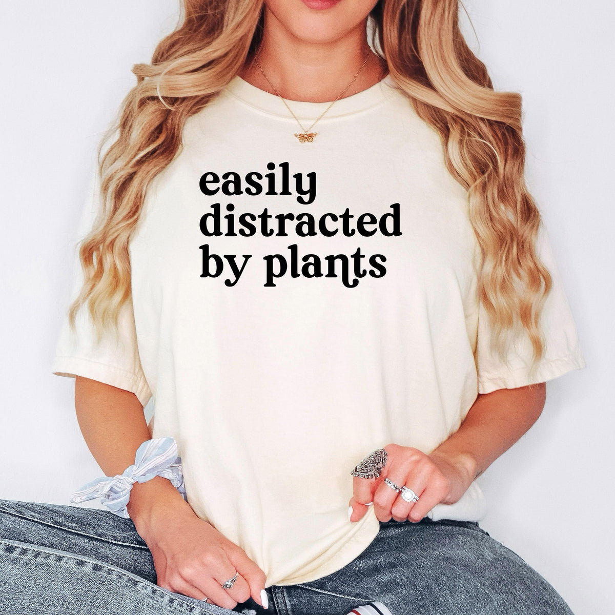 Plant Lover T-Shirt, Easily Distracted By Plants Shirt, Gardener Gift, Comfort Colors C1717 Tee, Funny Plant Mom Shirt, Cottagecore