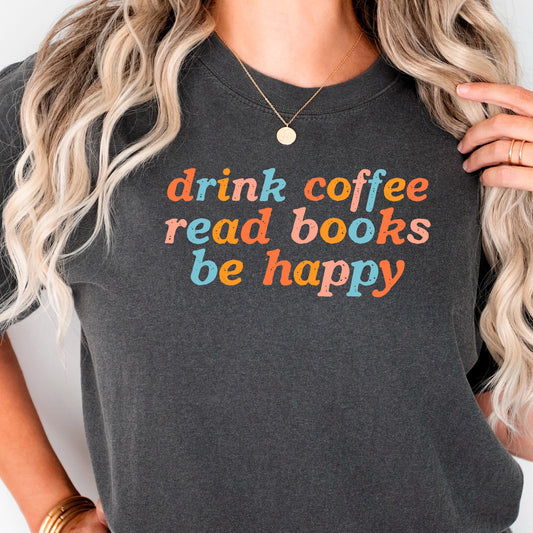 Coffee Reading Shirt Comfort Colors Tee, Book Lover Shirt, Books And Coffee Aesthetic Top, Cozy Librarian Gift, Book Club Shirt