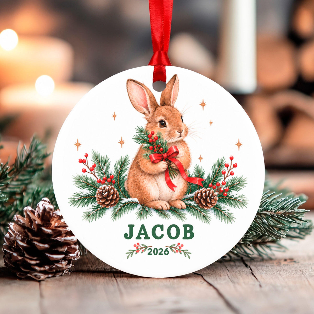 Personalized Baby First Christmas Ornament, Custom Name Bunny Ornament 2026, Baby Boy Keepsake, New Baby Christmas Gift, Kids Ornament