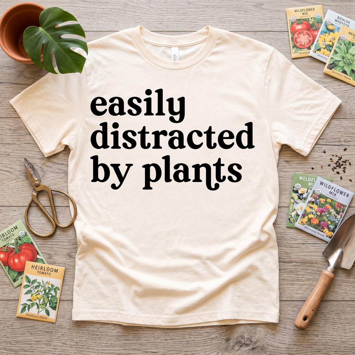 Plant Lover T-Shirt, Easily Distracted By Plants Shirt, Gardener Gift, Comfort Colors C1717 Tee, Funny Plant Mom Shirt, Cottagecore