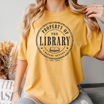 Librarian Shirt', Library Property Tee, Vintage Moss, Unisex XS M