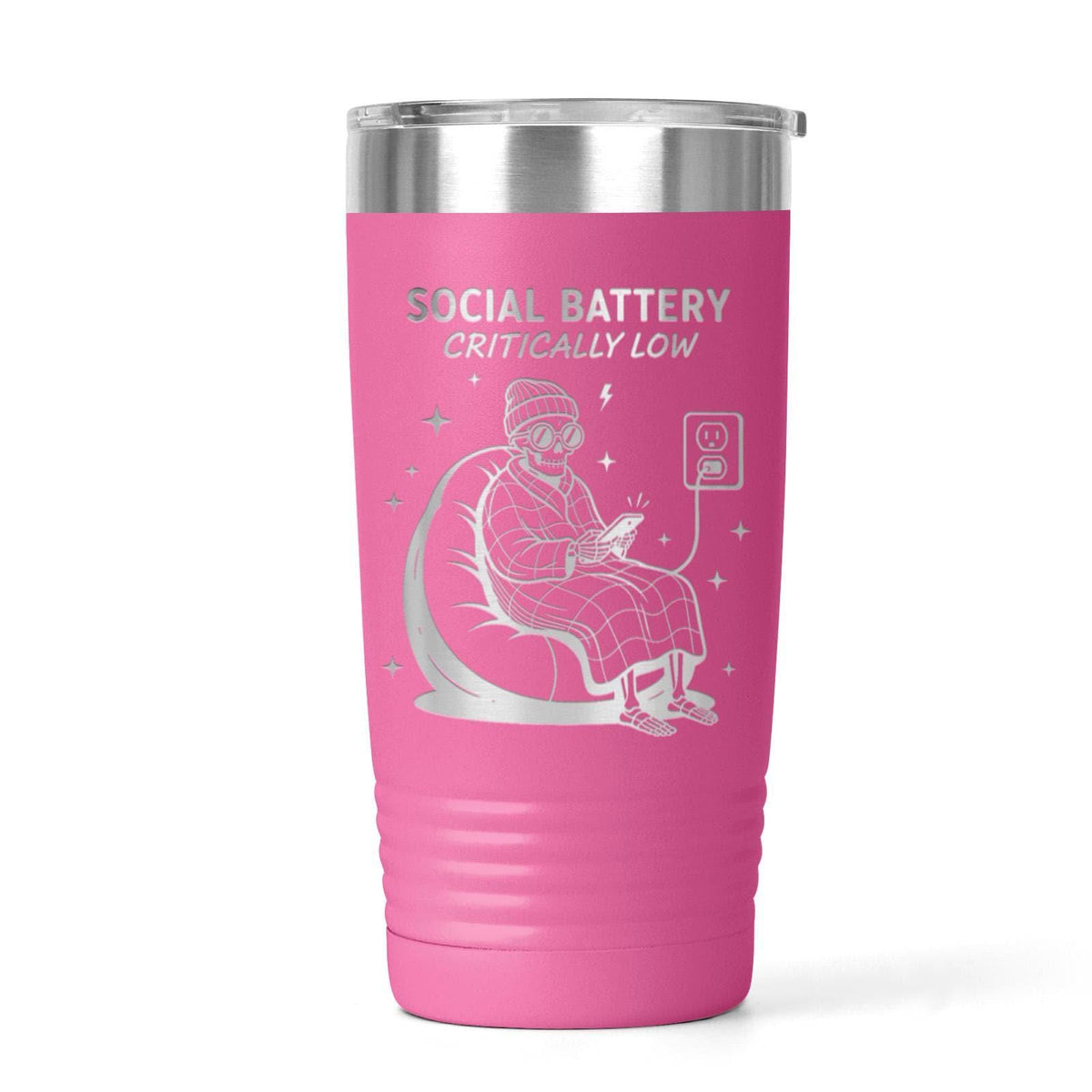 Introvert Tumbler 20oz, Social Battery Icon Drink Tumbler, Funny Tumbler Introvert Gift, Antisocial Introverted Reader Gift For Her