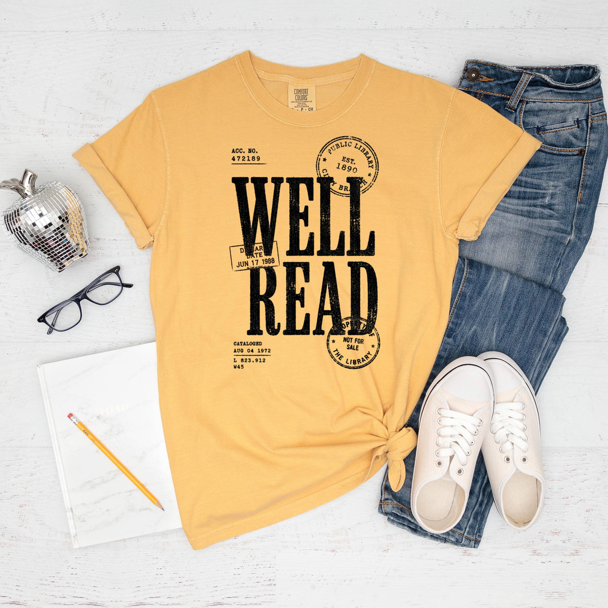Well Read Shirt, Vintage Library Stamp Book Lover Tee, Public Library Dark Academia Shirt, Bookworm Reader Gift, Avid Reader Book Club Top