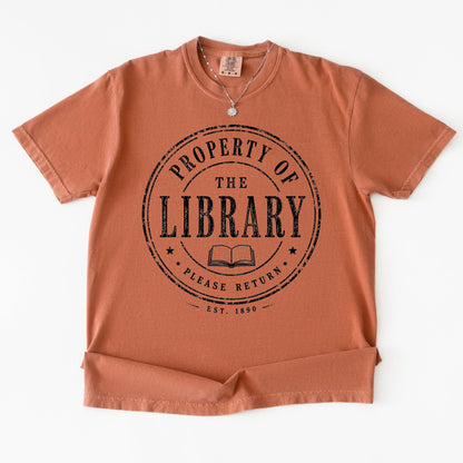 Librarian Shirt', Library Property Tee, Vintage Moss, Unisex XS M