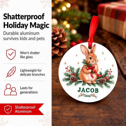 Personalized Baby First Christmas Ornament, Custom Name Bunny Ornament 2026, Baby Boy Keepsake, New Baby Christmas Gift, Kids Ornament