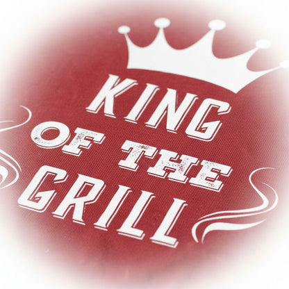 a red background with the text "KING OF THE GRILL" prominently displayed in the center.