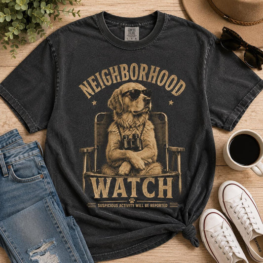 Golden Retriever Shirt, Funny Neighborhood Watch Retro Dog Tee XL
