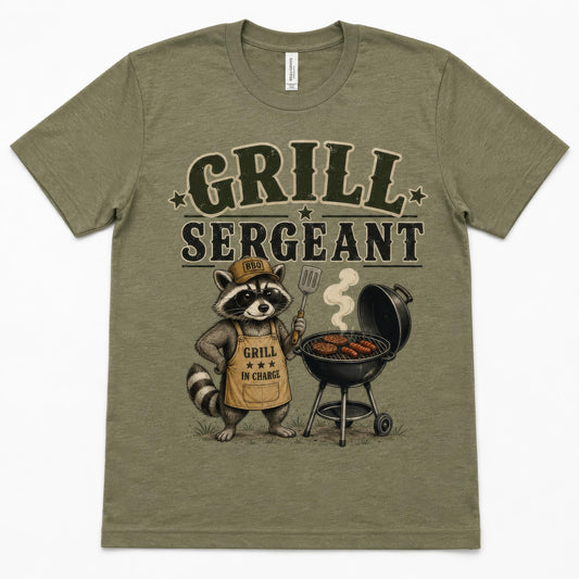 Grill sergeant shirt Bella Canvas tee, funny dad gift for him, grill master bbq cookout shirt for backyard bbq cookout barbeque