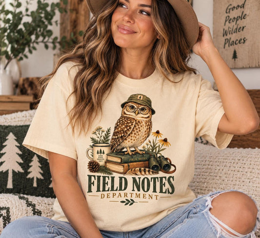 Vintage Owl Shirt, Field Notes Owl Tee, Comfort Colors Unisex Tee