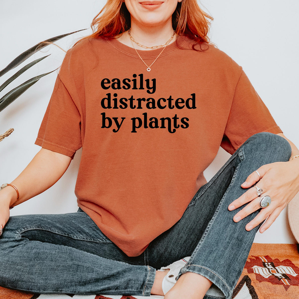 Plant Lover T-Shirt, Easily Distracted By Plants Shirt, Gardener Gift, Comfort Colors C1717 Tee, Funny Plant Mom Shirt, Cottagecore