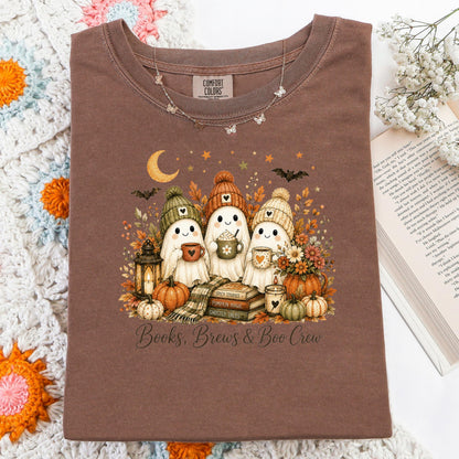 Bookish Fall Shirt, Spooky Coffee Book Lover Tee, Unisex Berry