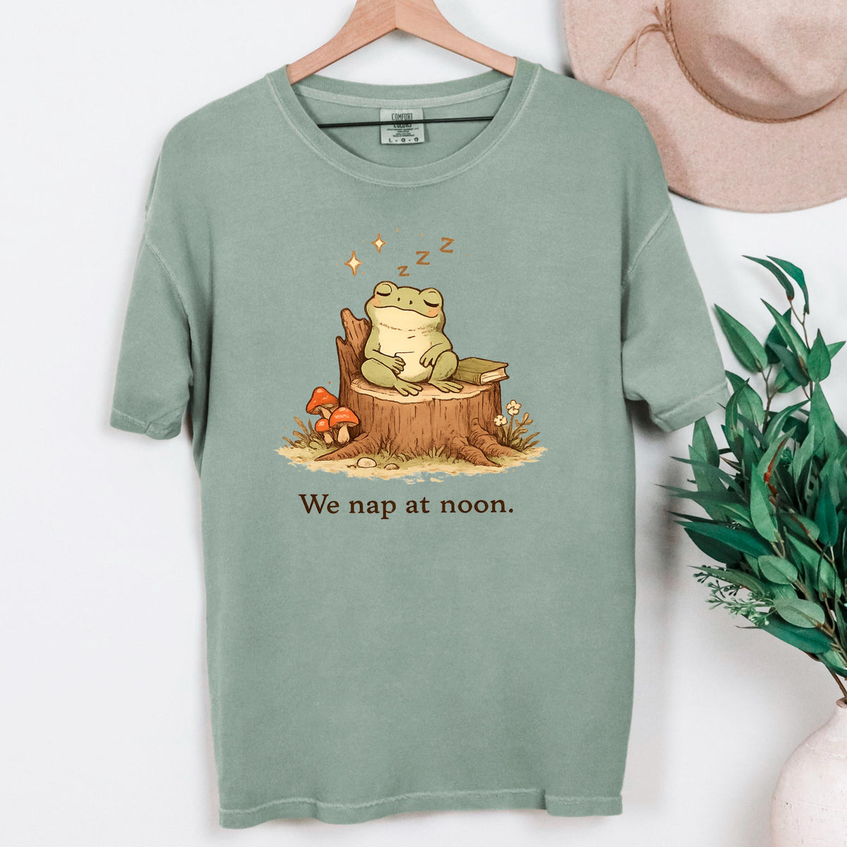 Whimsical Frog Shirt We Nap At Noon, Cute Mental Health Shirt, Fairycore Cottagecore Womens Shirt, Funny Frog Gift, Trending Shirt