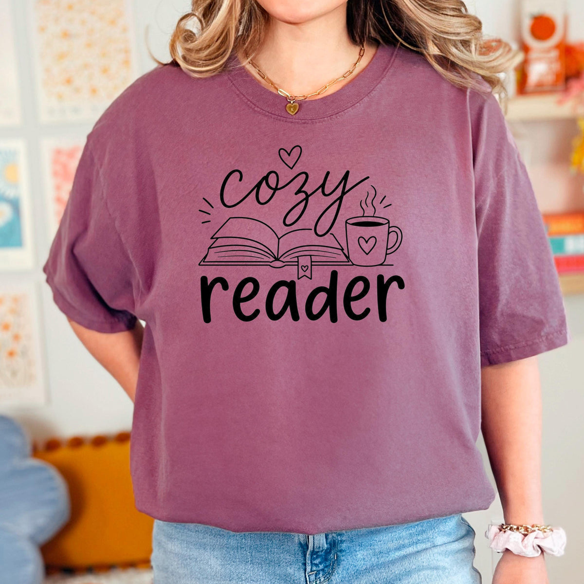 Cozy Reader Shirt, Book Lover Coffee Tee, Just One More Chapter Bookworm Shirt, Cute Reading Gift For Her, Book Club Bookish Top