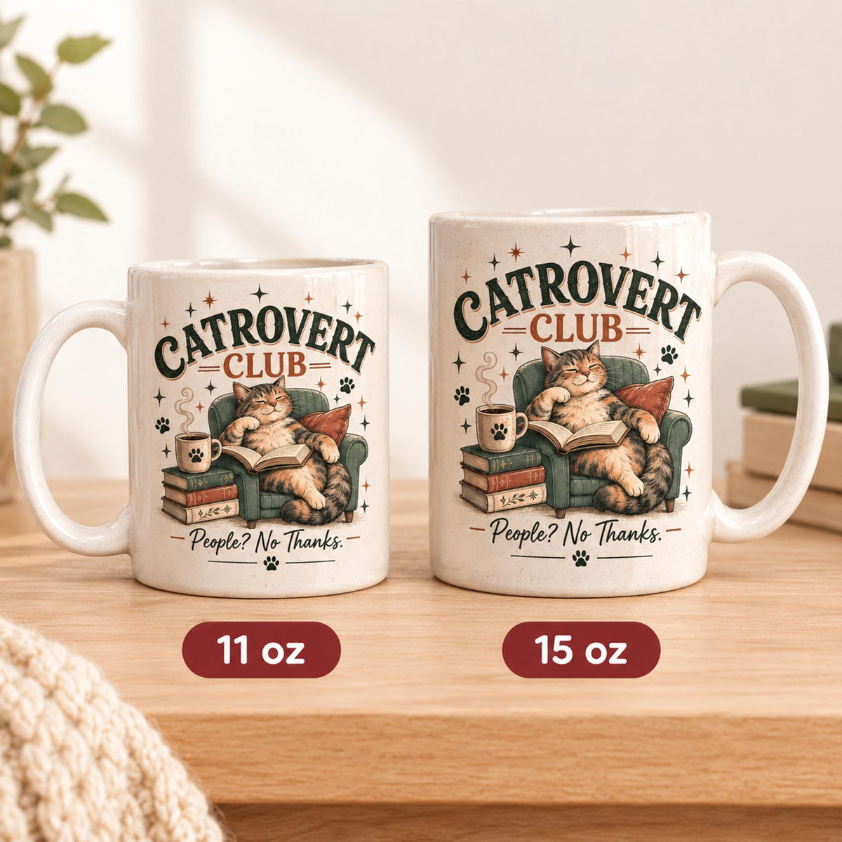Catrovert Club Mug, Ceramic Introvert Design for Cozy Coffee Breaks, Whimsical Pet Lover Gift, Christmas Tea Present ✨