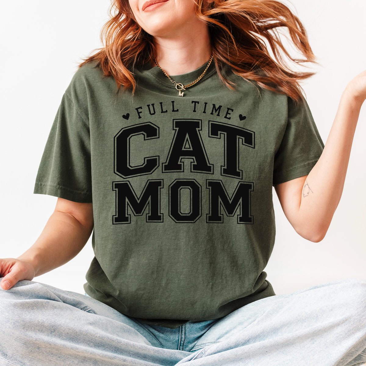 Cat Mom Shirt, Full Time Cat Mom T-Shirt, Comfort Colors Tee, Gift for Cat Lover, Pet Owner Top, Animal Lover Apparel