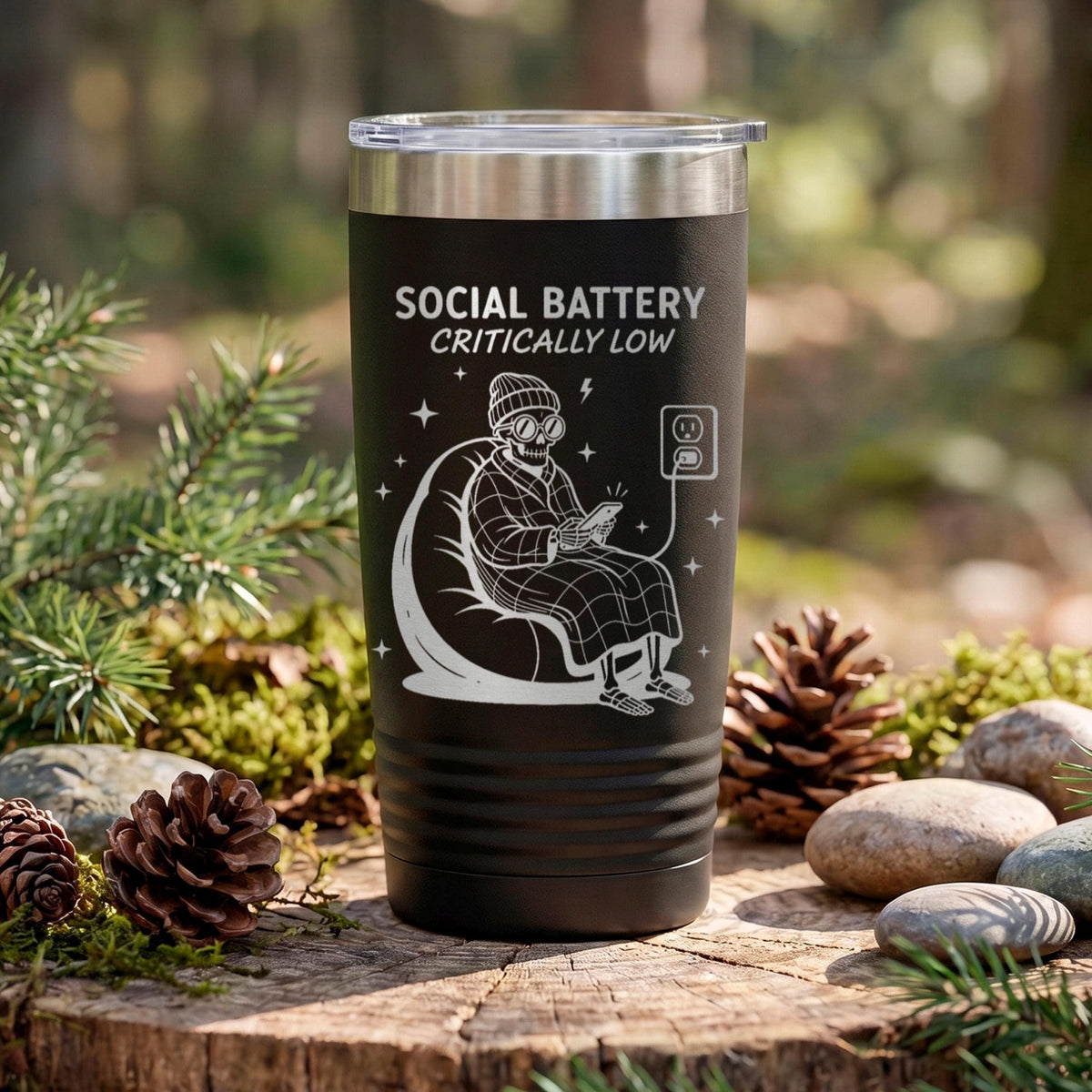 Introvert Tumbler 20oz, Social Battery Icon Drink Tumbler, Funny Tumbler Introvert Gift, Antisocial Introverted Reader Gift For Her