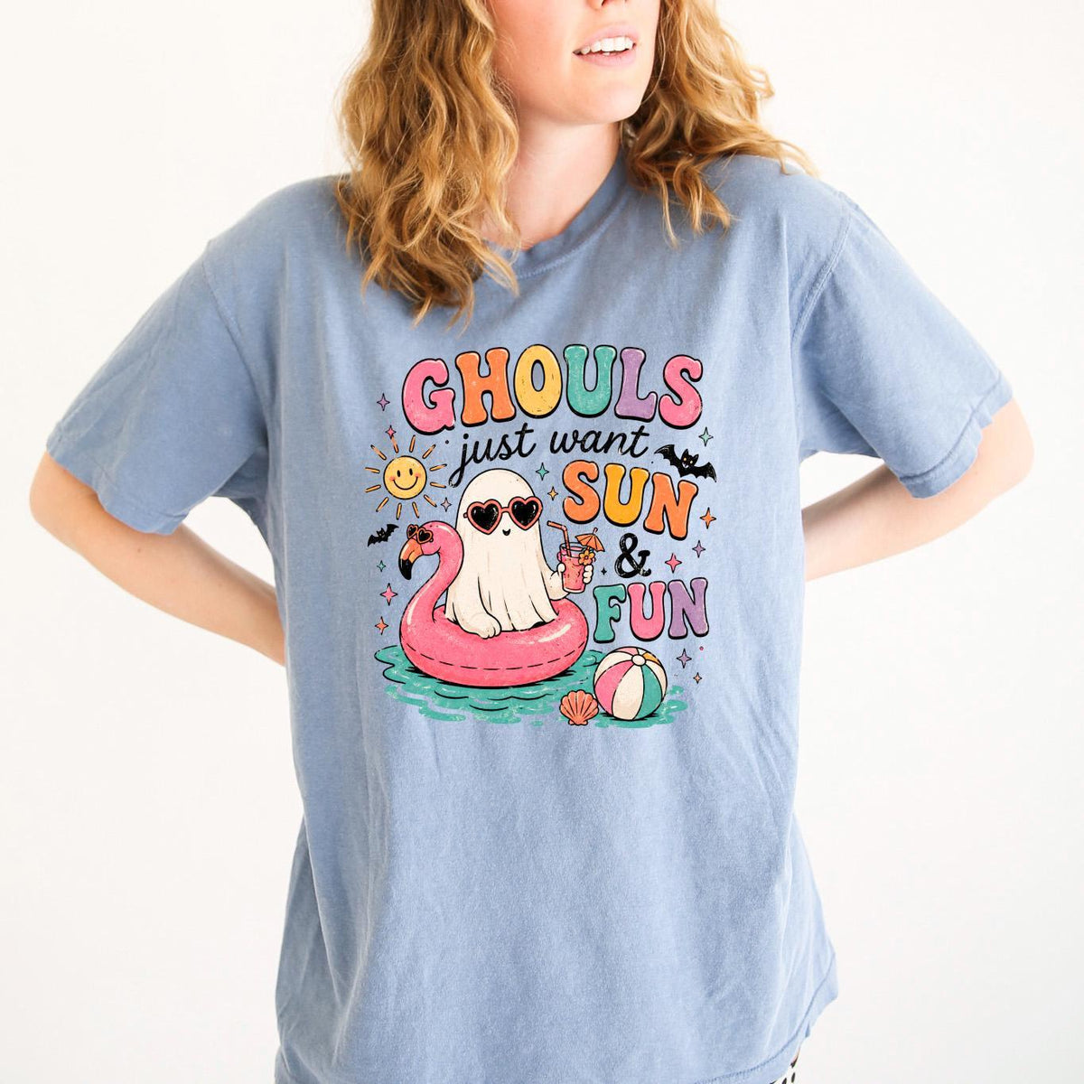 Summerween Shirt Ghouls Just Wanna Have Sun & Fun, Retro Spooky Beach Tee, Cute Halloween Vacation Top, Pastel Goth Summer Party Gift